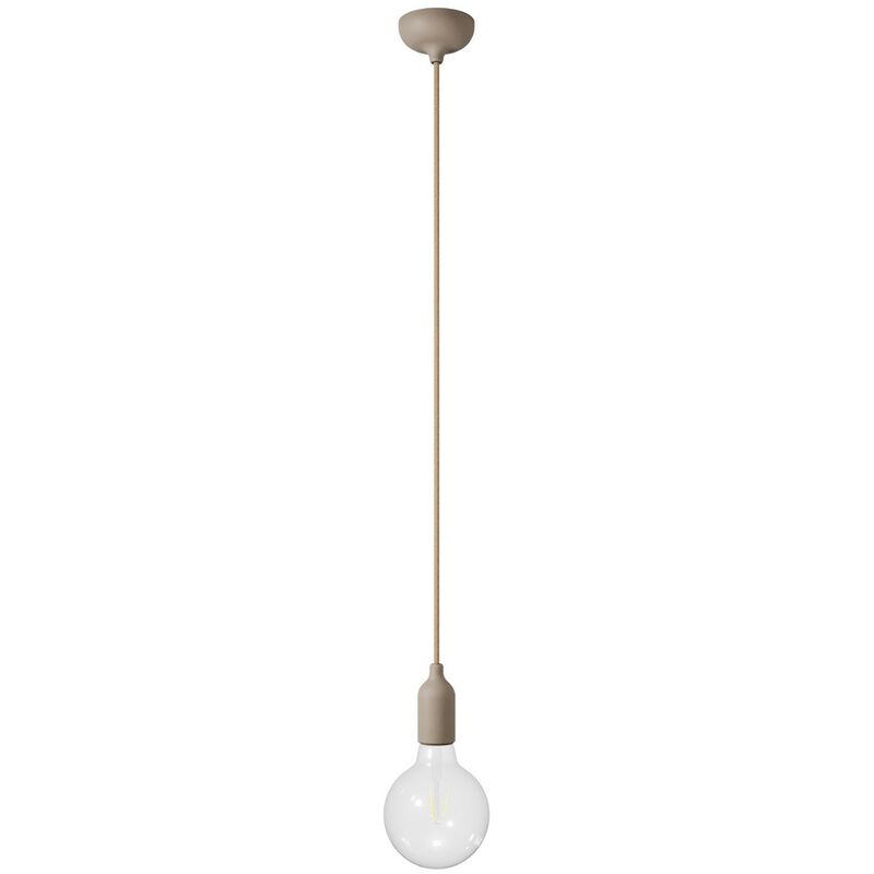 Image of Lampada a sospensione colorata in silicone con cavo tessile Con lampadina - Desert Brown - Con lampadina