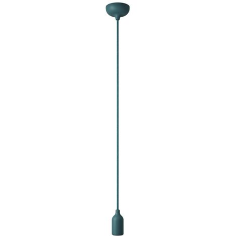 Lampada a sospensione colorata in silicone con cavo tessile