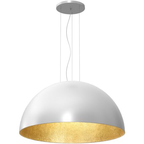 Lampada a sospensione Compo Ø100 bianca interno oro E27