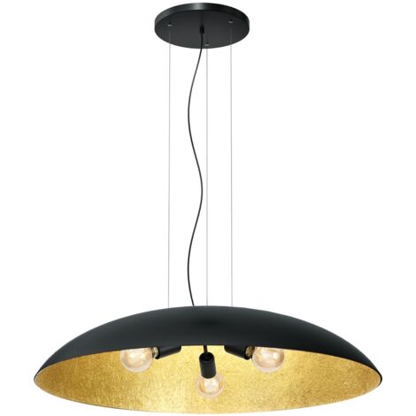 Lampada a sospensione Compo loft nera interno oro 3xE27