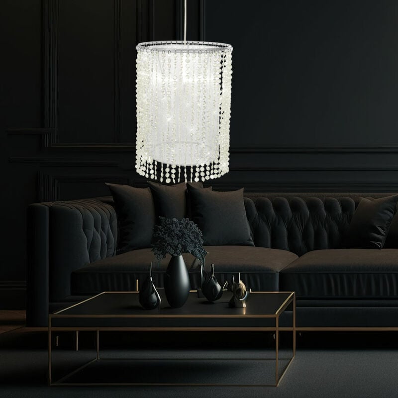 Image of Lampada a sospensione con cristalli, lampada a sospensione con paralume in tessuto e cristalli, metallo, 1x led 11W 1055Lm bianco caldo, d 22,5 cm