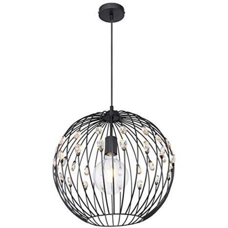 Lampada a sospensione con cristalli Luce per soggiorno Luce a sospensione per sala da pranzo, metallo ambra, nero, 1x E27, DxH 40x120 cm