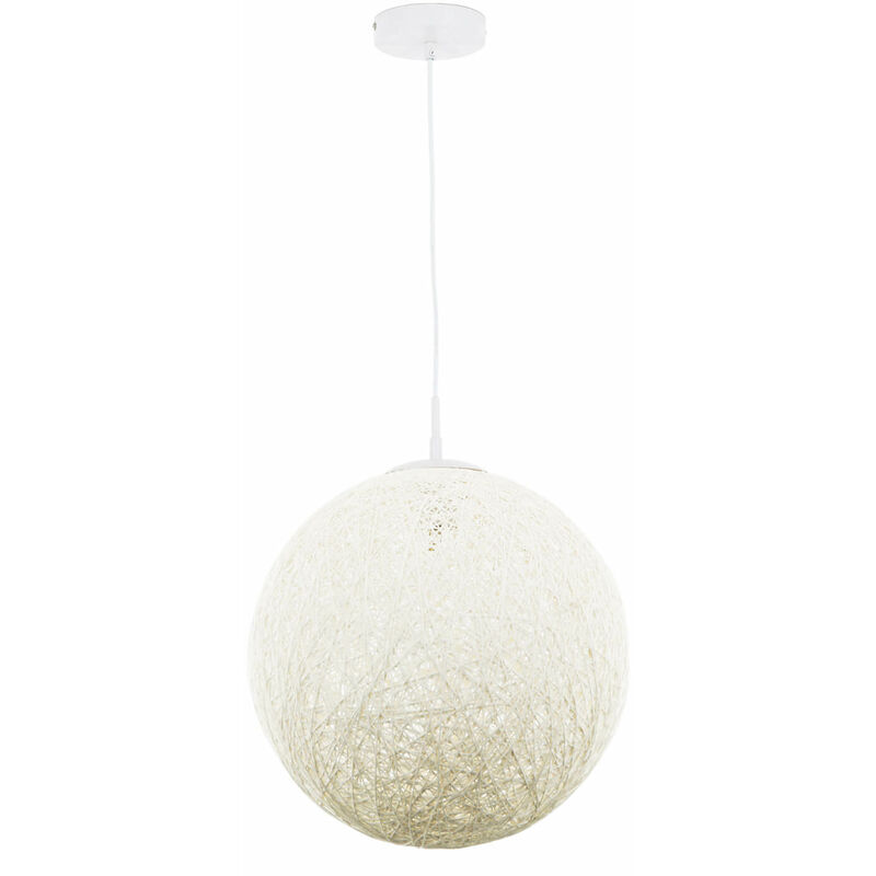 Image of Lampada a sospensione con paralume a sfera dal design moderno rotondo Ø40cm Lampadario bianco per salotto - Bianco