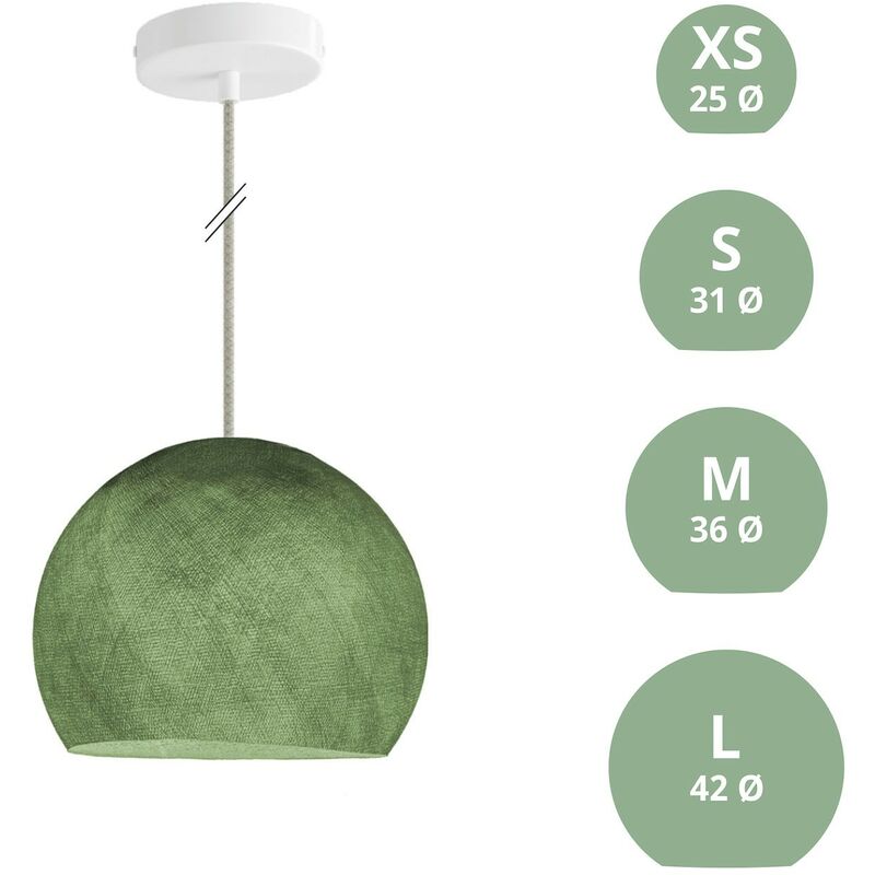 Image of Creative Cables - Lampada a sospensione con paralume Cupola xs - ø 25 cm - Poliestere Verde oliva - Poliestere Verde oliva