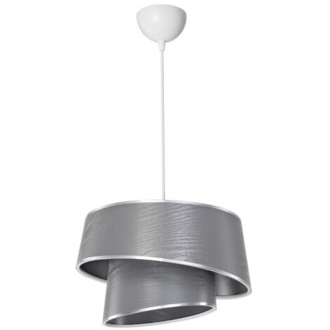 Lampada a sospensione con paralume grigio effetto legno Lima MDL5132