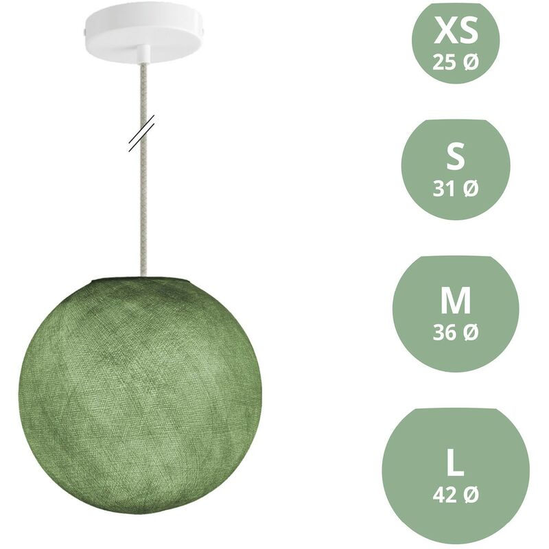Image of Creative Cables - Lampada a sospensione con paralume Sfera xs - ø 25 cm - Poliestere Verde oliva - Poliestere Verde oliva