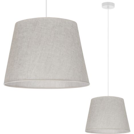 LAMPADA A SOSPENSIONE, CONO IN LINO, BIANCO, 1 PIATTO, PARALUME BEIGE CHIARO, L01 38CM