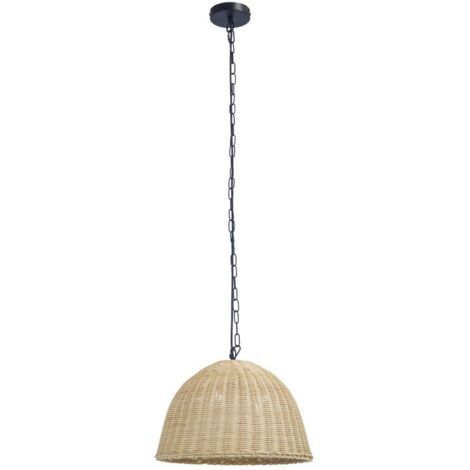 Lampada a sospensione Cortic in rattan naturale/nero per lampadina E27