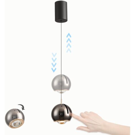 Lampada a sospensione creativa con interruttore touch, luci a sospensione su e giù per camera da letto, luci a sospensione con angolo regolabile a 90°, luci a sospensione per sala da pranzo, lampada a
