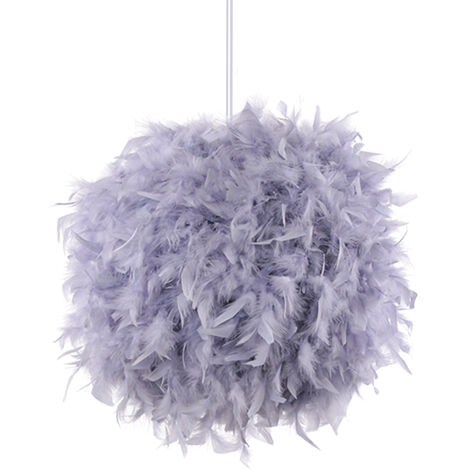 Lampada a Sospensione Creativa, Lampadario Moderno con Paralume in Piuma, Plafoniere Romantiche (Grigio, Ø35cm)
