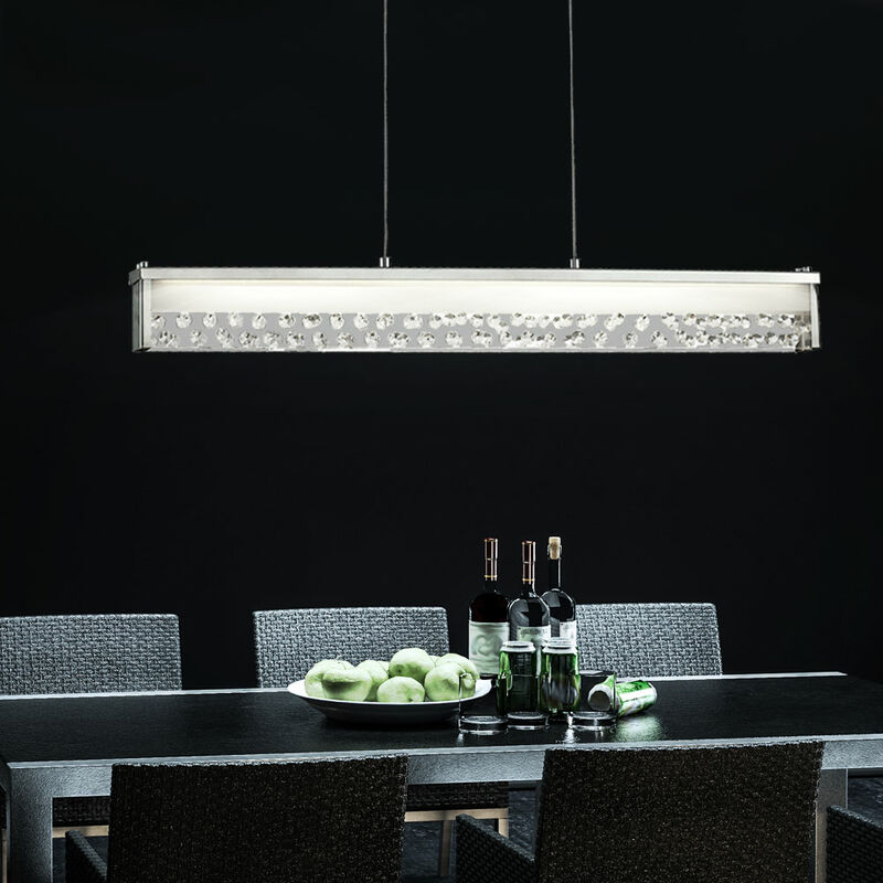 Image of Lampada a sospensione cristalli lampada sala da pranzo moderna cromata lampada a sospensione soggiorno, regolabile in altezza, 1x led 20W 1800Lm