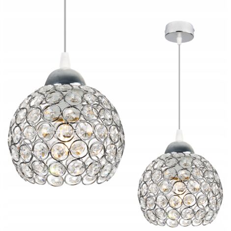 LAMPADA A SOSPENSIONE CROMATA LAMPADARIO SOFFITTO CRISTALLO