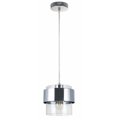 Lampada a sospensione cromata vetro Quan E27 40W Reality