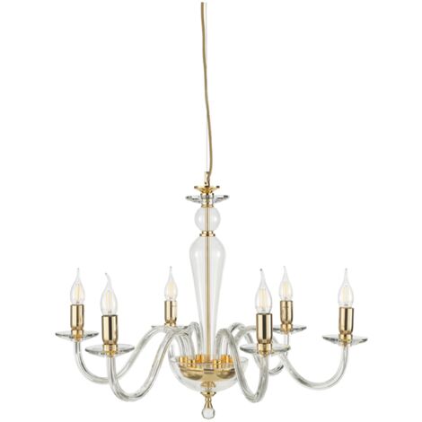Lampada a sospensione D84 cm PAGANINI a 8 LUCI in vetro lavorato a mano ORO
