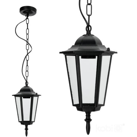 Lampada a sospensione da giardino per esterni nera su catena 1xE27 50W LO4105 IP54 Kobi