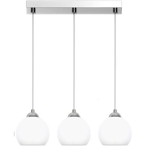 Lampada a sospensione da soffitto cromata con paralume bianco MOKA SILVER 13-672