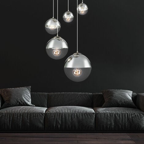 Lampada a sospensione da soffitto di design, faretto a sfera, lampada a sospensione trasparente in un set che include lampadine a LED