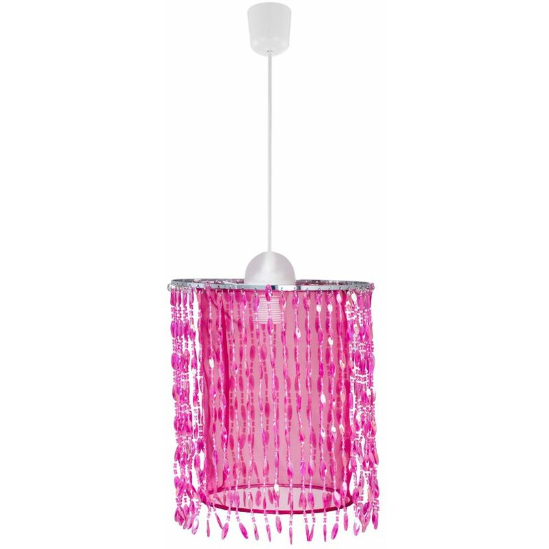 Image of Etc-shop - Lampada a sospensione a soffitto per bambini rosa ragazze luce a pendolo in cristallo in un set che include lampadine a led