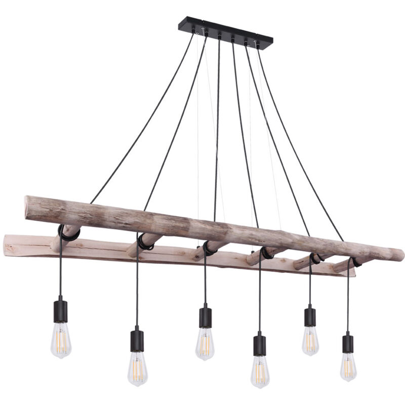Image of Etc-shop - Lampada a sospensione vintage a soffitto in legno chiaro filament lampada a sospensione dimmerabile in un set che include lampadine a led