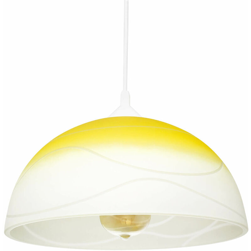 Image of Licht-erlebnisse - Lampada a sospensione dal design retrò color bianco giallo Lampadario per cucina tavolo da pranzo 30 cm - giallo, bianco