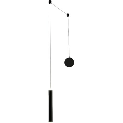 Lampada a sospensione decentrata Prado nero opaco - Fabas Luce - LED 6,5W dimmerabile - Montaggio con decentramento