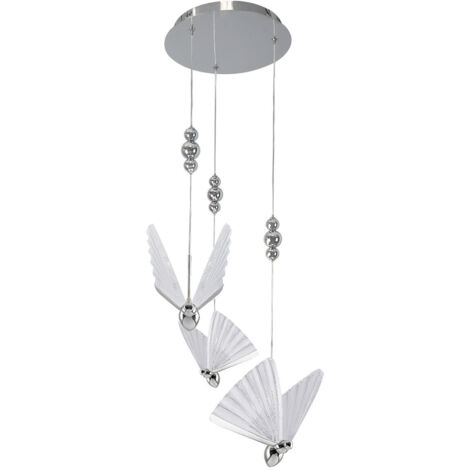 Lampada a sospensione decorativa a forma di farfalla rotonda cromata, LED a colori variabili 24W MARIPOSA Light Prestige