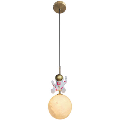 Lampada a sospensione decorativa bianca e oro per la cameretta dei bambini 1xE27 60W ASTRONAUTA Milagro