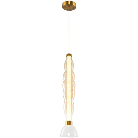Lampada a sospensione decorativa glamour per soggiorno sala da pranzo, vetro allungato, ambra, colore caldo, LED 18W LUCCO Milagro