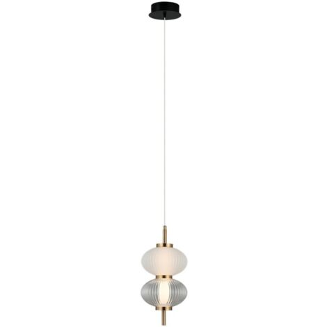 Lampada a sospensione decorativa per soggiorno, verticale, paralumi in vetro, luce calda, LED 8W, testa Italux