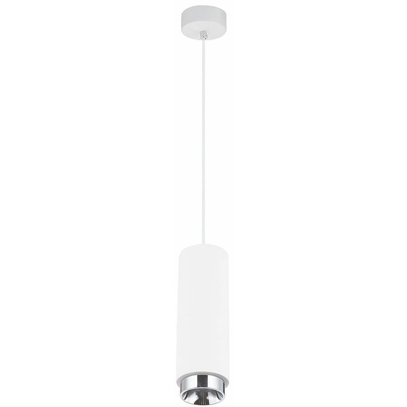 Image of Lampada a sospensione design gesso bianco soggiorno illuminazione faretti soffitto lampada a sospensione anello cromato Globo 55010H