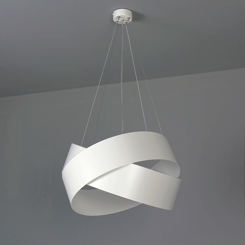 Image of Lampada a sospensione Design in metallo bianco Altezza regolabile - Bianco, cromo
