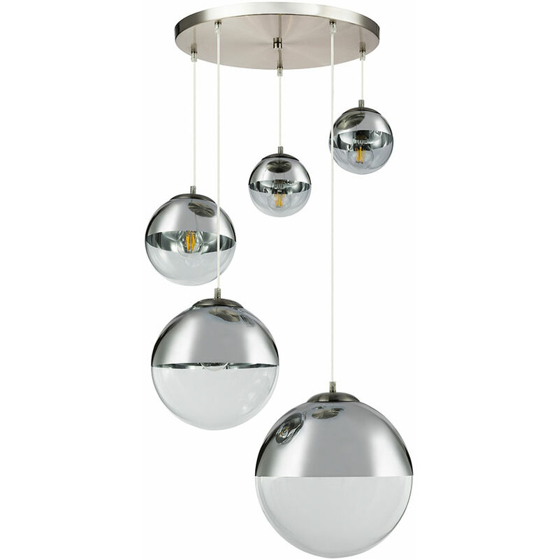 Image of Lampada a sospensione design a sospensione a sfera in vetro faretto cromato soggiorno lampada a sospensione trasparente Globo 15851-5