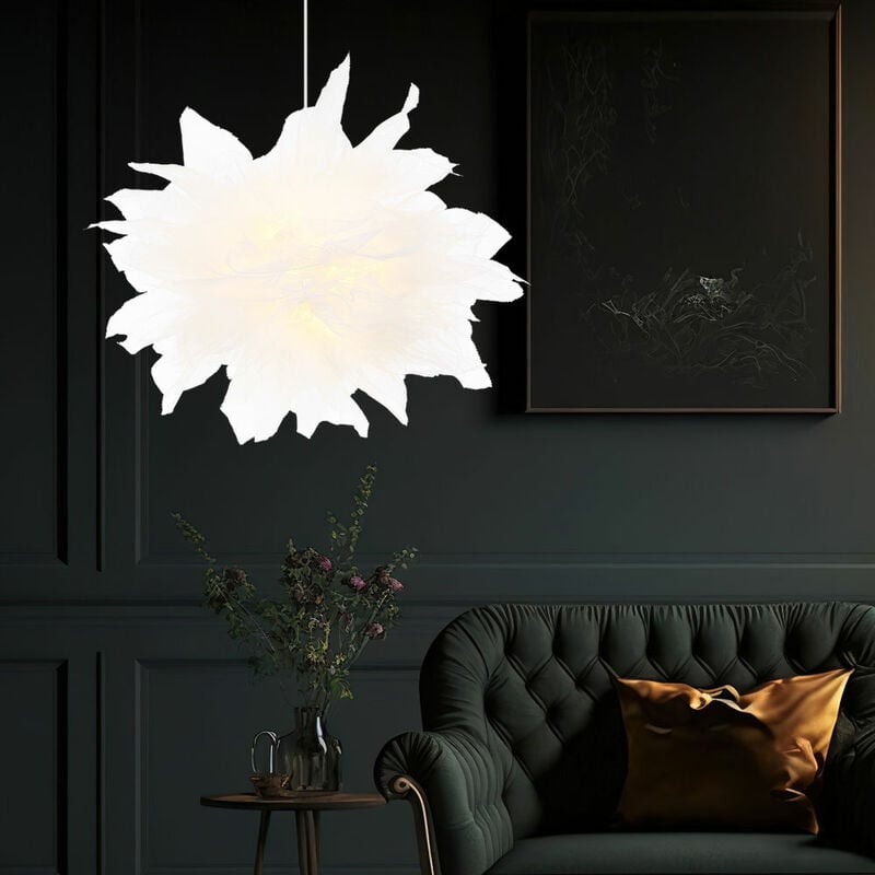 Image of Lampada a sospensione design lampada a sospensione lampada a sospensione soggiorno lampada a sospensione con panni in tessuto, metallo bianco, 1x