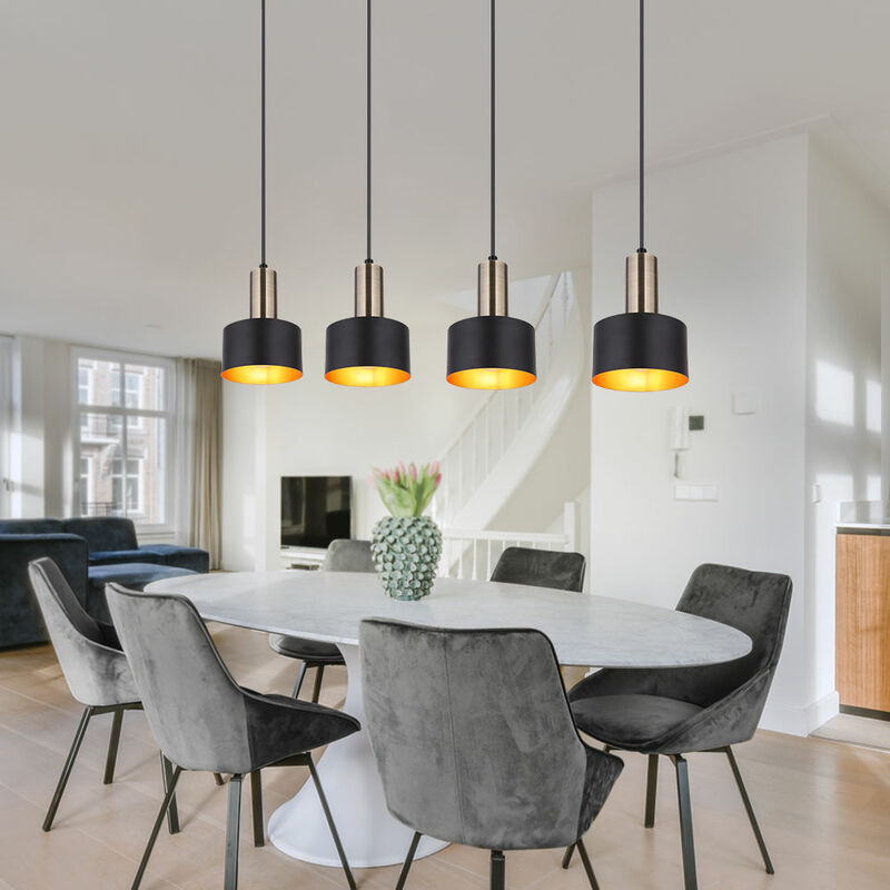 Image of Etc-shop - Lampada a sospensione design soffitto oro nero soggiorno sala da pranzo illuminazione lampada a sospensione