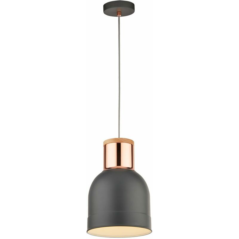 Image of Lampada a sospensione di design faretto da soffitto in rame grigio opaco Lampada a sospensione in un set con lampadine a LED