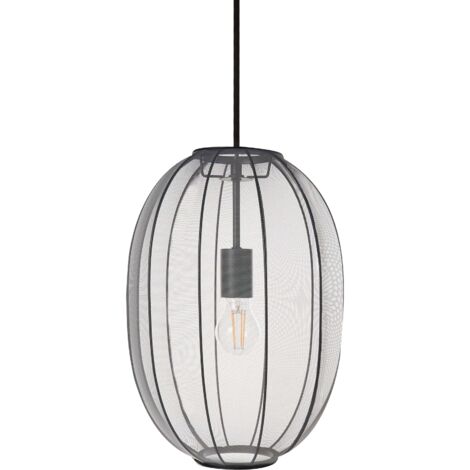 Lampada a sospensione di design moderno Plafoniera in nylon sintetico Paralume nero Padamo