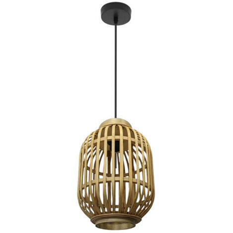 Lampada a sospensione Diezma Nero/Bambù Naturale 24d