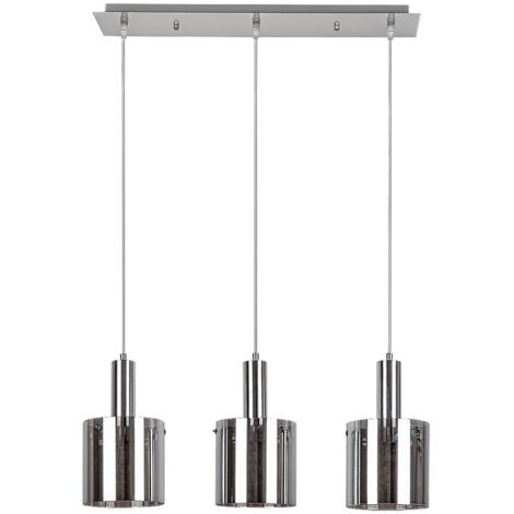 Lampada a sospensione Donati cromata in vetro colorato cromato E27 3X max 40W L: 120 cm ø15cm dimmerabile