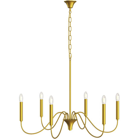 Lampada a sospensione dorata a 6 bracci – Stile lampadario moderno in metallo - Vintessa Oro