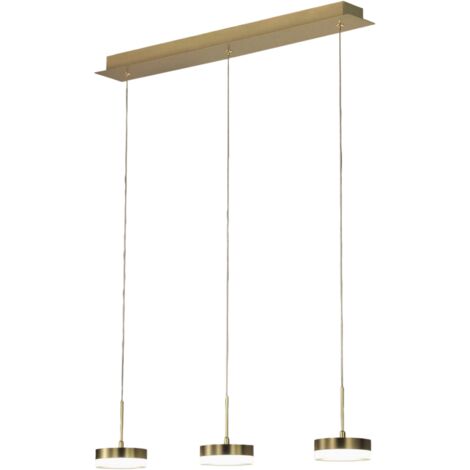 Lampada a sospensione Dunk 3 luci Fabas Luce - LED 24W dimmerabile - Ottone satinato Design lineare