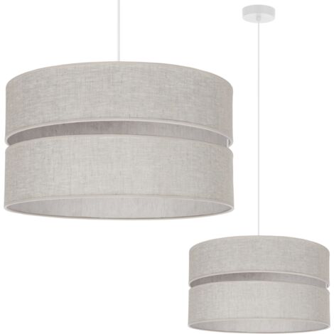 LAMPADA A SOSPENSIONE DUO LINEN BIANCA 1 LUCE PIATTA PARALUME BEIGE L01 40CM