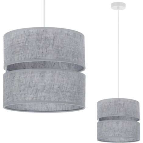 LAMPADA A SOSPENSIONE DUO LINEN BIANCA 1 PARALUME GRIGIO PIATTO L04 20CM