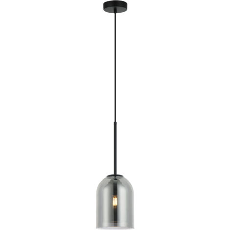 Lampada a sospensione Elaris nera vetro fumé E27 Light Prestige