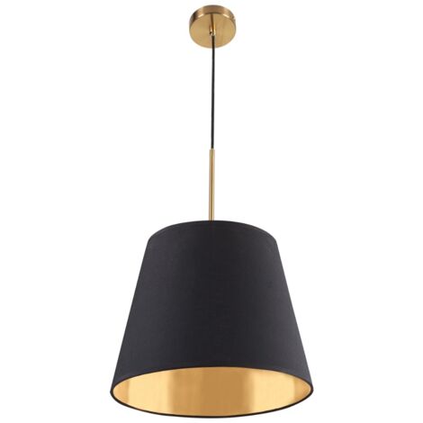 Lampada a sospensione ELENA nero/oro tessuto cono E27 Ø30