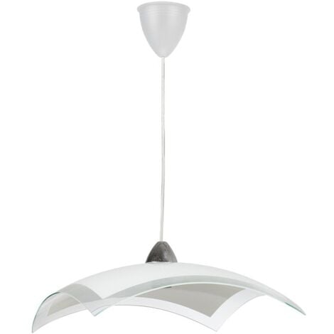 LAMPADA A SOSPENSIONE ELISA 1XE27 MONTATURA CROMO VETRO LASTRA BI+TRASPARENTE Ø40-H.18-L.100 CM