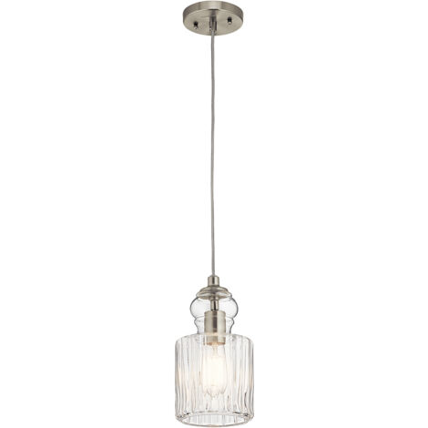 Lampada a sospensione Elstead Riviera 1 luce, nichel spazzolato, attacco E27