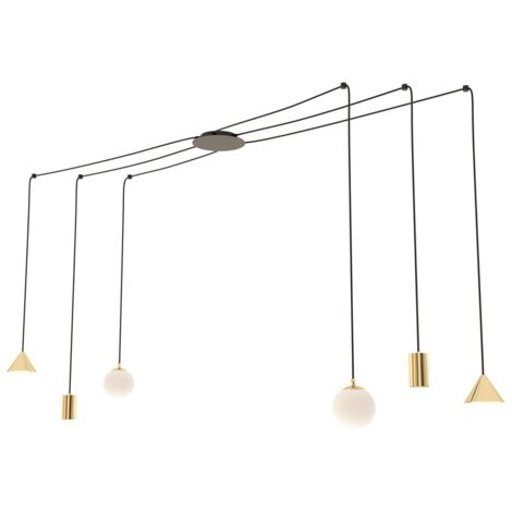 Lampada a sospensione Emibig FUJI oro/nero 6 luci regolabile