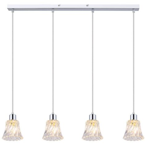 Lampada a sospensione Estia cromata trasparente E14 4x max 40W L: 120 cm Ø12cm dimmerabile