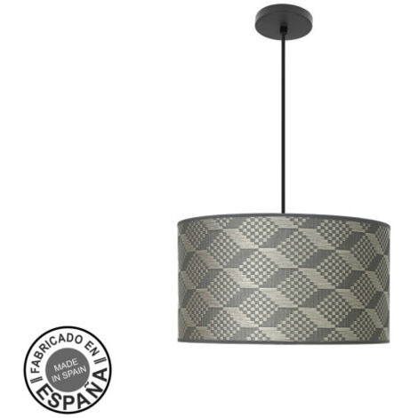 Lampada a sospensione fashion 2xe27 nero/tetris grigio regx40x40cm c/diffusore