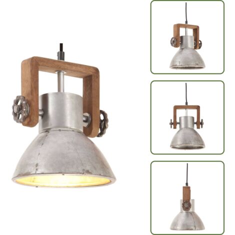 Lampada a sospensione ferro - vidaXL Lampada a Sospensione Industriale 25 W Argento Rotonda 19cm E27 - Lampada a sospensione vintage